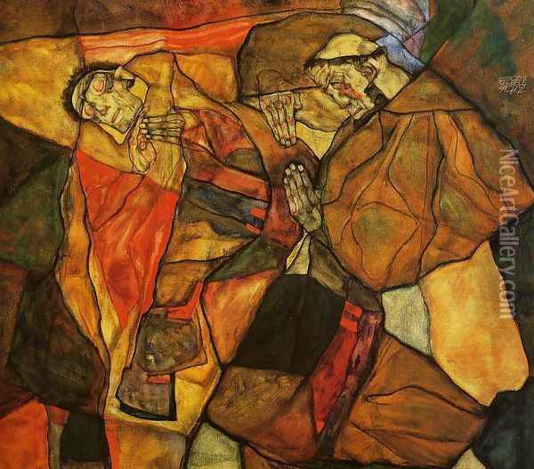 Agony Oil Painting - Egon Schiele