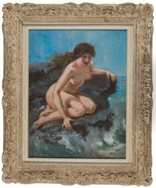 Badende An Felsiger Kuste Oil Painting - Adolphe Lalire LaLyre