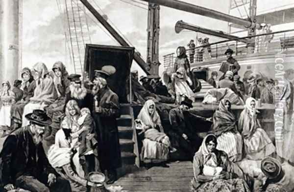 Steerage Passengers Emigrating to the United States of America from Germany Oil Painting - Kuechler, Carl Hermann