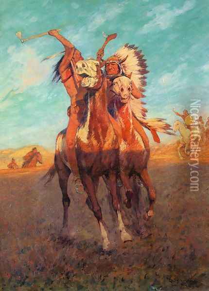 Fight to the Finish Oil Painting - Charles Schreyvogel