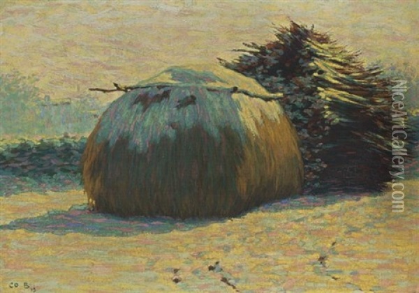 A Haystack In The Snow Oil Painting - Co (Jacobus Ahazuerus) Breman