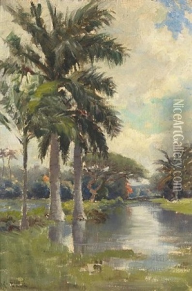 At Moanalua, Oahu, Hawaii Oil Painting - William C. Adam