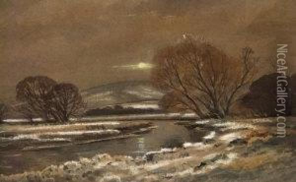 Winter In Sussex Oil Painting - Edwin Harris