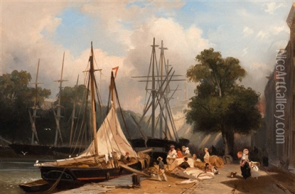 The Departure Of The Immigrants To The United States Oil Painting - Frans Arnold Breuhaus de Groot