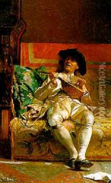 The Lute Player Oil Painting - Max Todt
