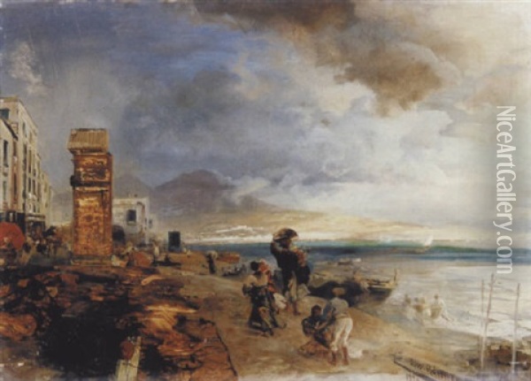 Blick Von Posillipo Auf Den Golf Von Neapel Oil Painting - Oswald Achenbach
