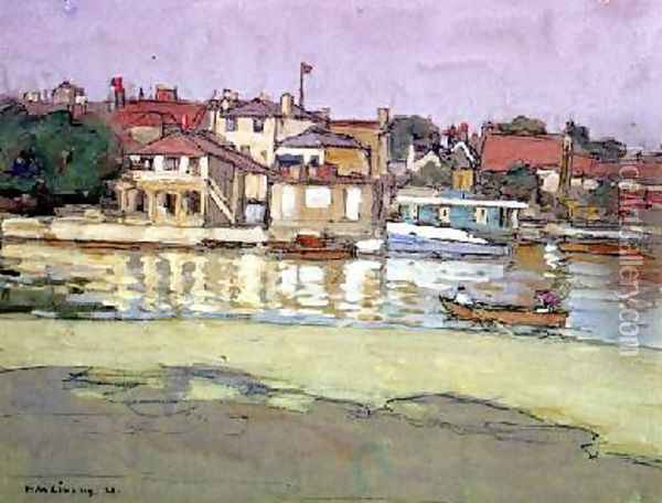 Kingston Boathouses Oil Painting - Horace Mann Livens