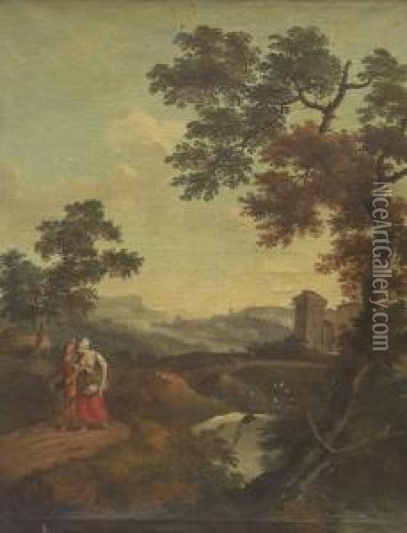 Couple Dans Un Paysage Oil Painting - Nicolas-Jacques Juliard