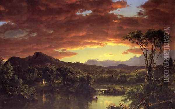 A Country Home Oil Painting - Frederic Edwin Church