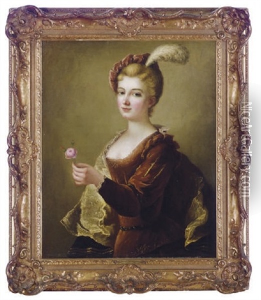 Portrait Of A Lady Oil Painting - Alexis Grimou