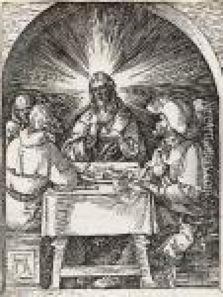 Christ Appears To Disciples At Emmaus Oil Painting - Albrecht Durer