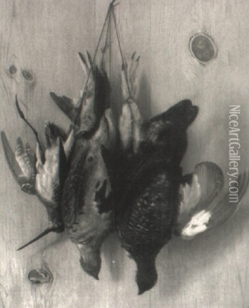 Trompe-l'oeil Nature Morte- Woodcocks And Snipe Oil Painting - Richard La Barre Goodwin