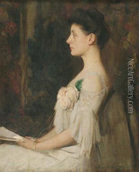 Portrait Of A Seated Lady Oil Painting - Edward Wilbur Dean Hamilton