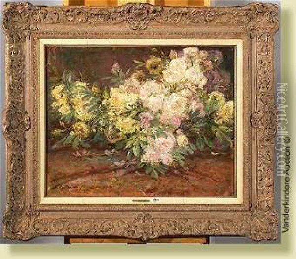 Gerbe De Roses Oil Painting - Constant Montald