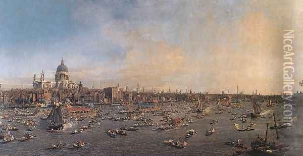 The Thames And The City Oil Painting - (Giovanni Antonio Canal) Canaletto