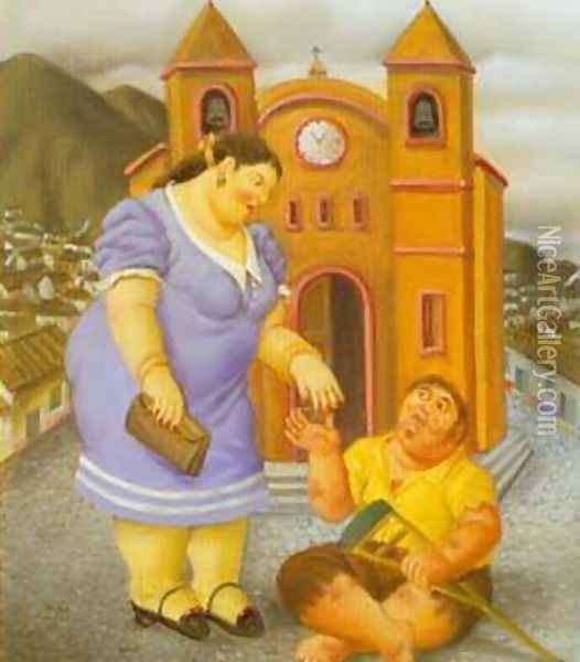 The Charity 1996 Oil Painting - Fernando Botero