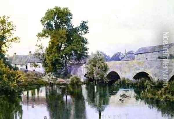 Stone bridge into village Oil Painting - William Fraser Garden