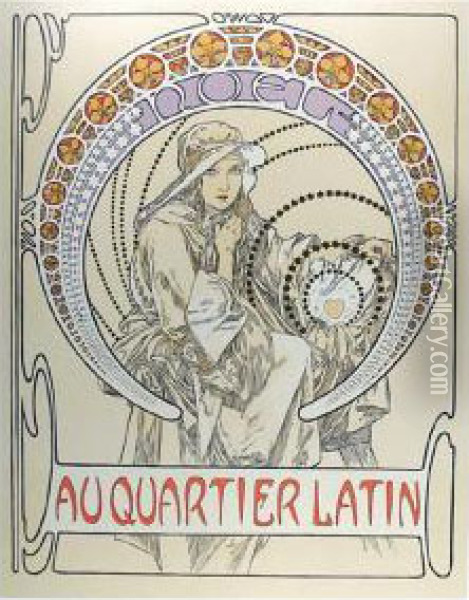 Au Quartier Latin, 65 Oil Painting - Alphonse Maria Mucha