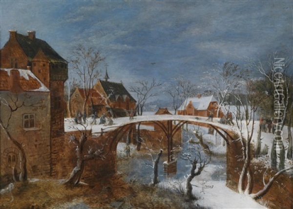 Winterlandschaft Mit Einem Flamischen Stadtchen Oil Painting - Jacob Grimmer
