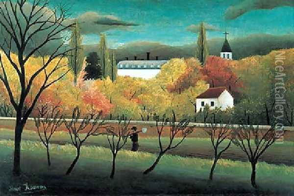 An Orchard Oil Painting - Henri Julien Rousseau