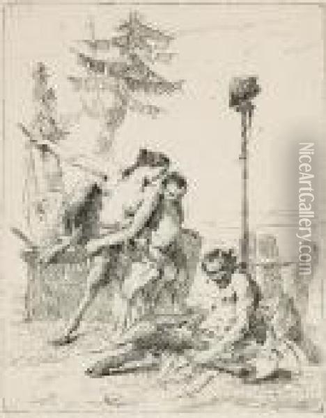 The Happy Satyr And His Family Oil Painting - Giovanni Battista Tiepolo