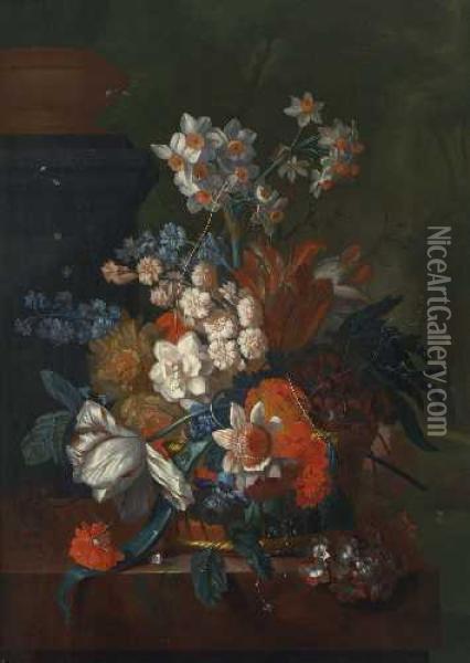 Stillleben Mit Tulpen, Narzissen Oil Painting - Pieter Faes
