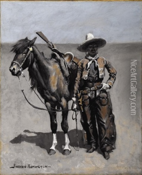 A Mexican Buccaro - In Texas Oil Painting - Frederic Remington