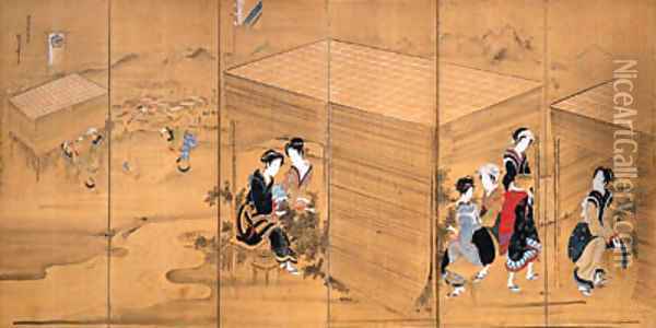 Picking tea Oil Painting - Hotei Gosei