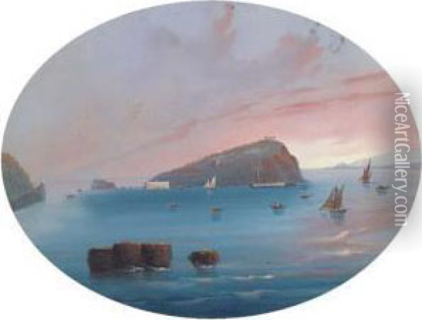 Shipping In The Mediterranean Off Capri (illustrated); And On Theitalian Coast Oil Painting - Gioacchino La Pira