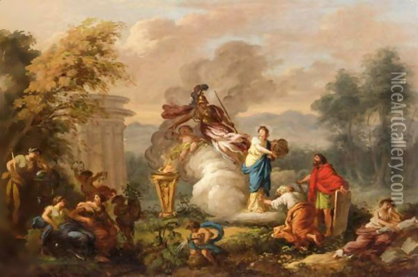 Allegorie Avec Minerve Et Uranie Oil Painting - Jean Jacques II Lagrenee