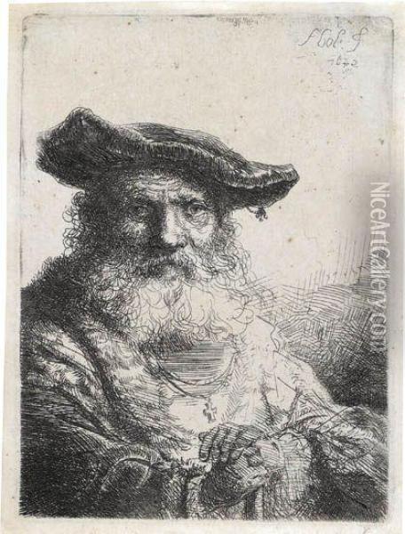 Old Man With A Flowing Beard And Velvet Cap Oil Painting - Ferdinand Bol