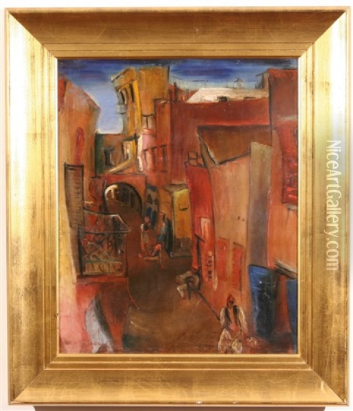 Street Scene In Morocco Oil Painting - Boris Dmitrievich Grigoriev