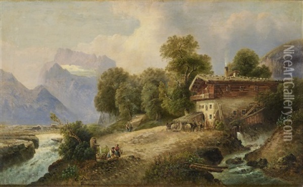 Bei Berchtesgaden (near Berchtesgaden) Oil Painting - Emil Barbarini