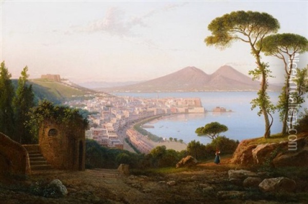 Blick In Die Bucht Von Neapel Oil Painting - Thomas Charles Leeson Rowbotham