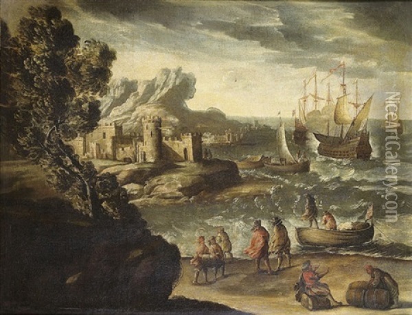 Navire Pres De La Cote Oil Painting - Pieter Mulier the Younger