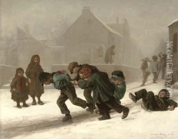 Fun In The Snow Oil Painting - Edouard Frere