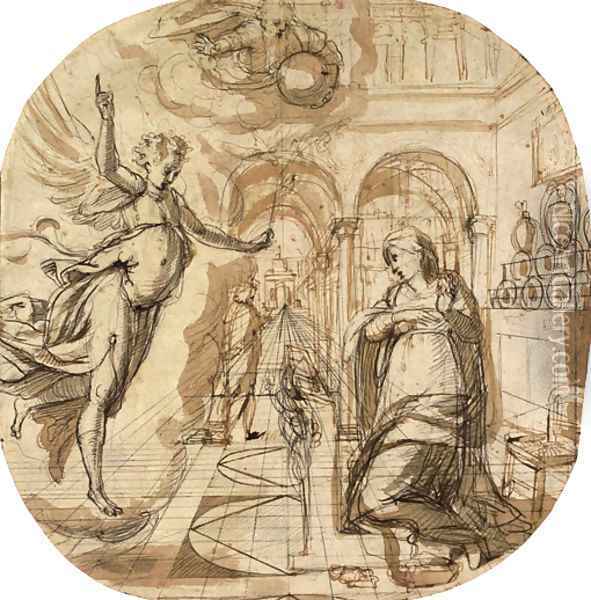 The Annunciation Oil Painting - Sienese School