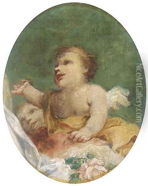 Amorini Oil Painting - Giovanni Antonio Pellegrini