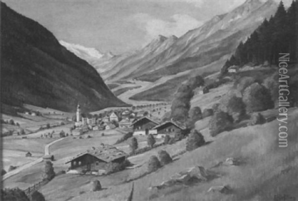 Alpine Village In Summer Oil Painting - Ernst Kiesling