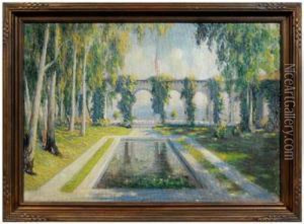 Reflecting Pool Oil Painting - Harold A. Streator