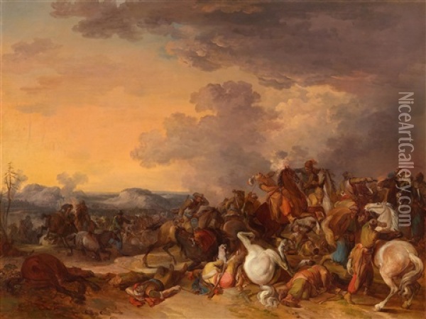 Equestrian Battle Oil Painting - Francesco Giuseppe Casanova