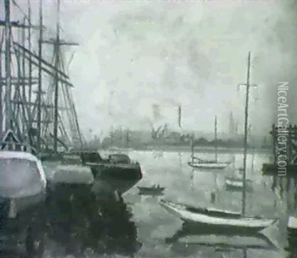 Bateaux Dans Le Port Oil Painting - Louis Robert Antral