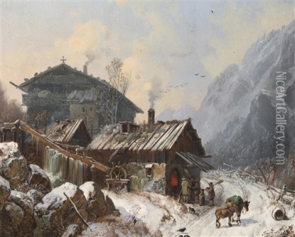 Winter Landscape Oil Painting - Heinrich Buerkel