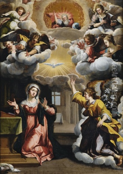 The Annunciation After An Engraving By Pieter Van Laer Oil Painting - Frans Pourbus the younger