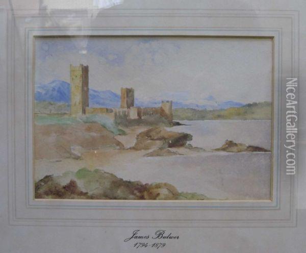Castle By A Lake Oil Painting - James Bulwer