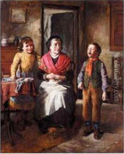 Granny's Snuff Box Oil Painting - William Hemsley