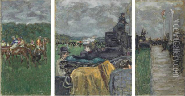 Les Courses A Longcham Oil Painting - Pierre Bonnard