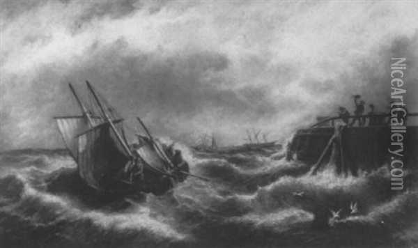 Sturmische Hafenausfahrt Oil Painting - Edwin Hayes
