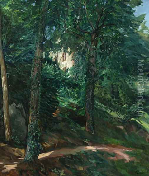 Schlosspark in Lichtenberg im Odenwald Oil Painting - Wilhelm Trbner
