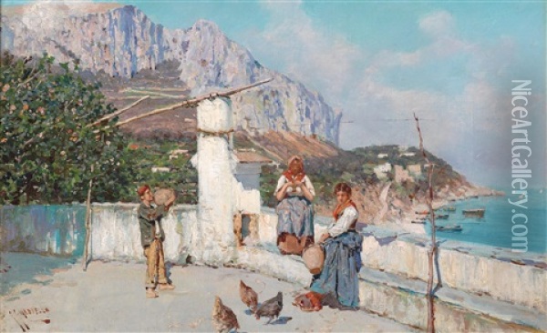Motiv Aus Capri Oil Painting - Giuseppe Giardiello